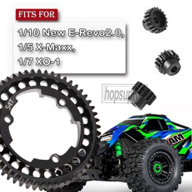 hopsupRC Metal Spur Gear 54T Transmission Gears with(15T+17T+19T) Pinions Gear Sets Upgrades Part for 1/10 New E-Revo2.0,1/5 X-Maxx,1/7 XO-1,45# Steel Spur Gear Hops Up,#6449 Black