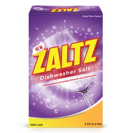 Zaltz Dishwasher Salt - Dishwasher Rinse Aid, Water Softener, Dishwasher Cleaner, Rinse Aid, Easy Pour Spout, Real Salt For Dishwasher, 4.4 lb Box