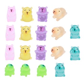 FveVqe 18PCS Resin Capybara, Mini Capybara, Tiny Toys Capybara Mini Resin Animals Glow in The Dark,