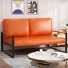 AWQM Mid-Century Modern Solid Loveseat Sofa Upholstered Faux Leather 2-Seat