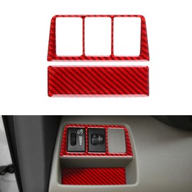 FXETRNL Real Carbon Fiber Gear Headlight Adjust Switch Frame Covers for Toyota RAV4 2006-2012, Protect Decor Stickers Interior Center Console Car Accessories, Red