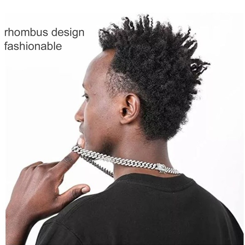 19.7in Necklace Rhombus Full Rhinestones Cool Double Layered Chain Necklace