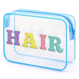 Clear Letter Makeup Bag For Women Funny PVC Cosmetic Bag Christmas Birthday Gifts For Mom Grandma Graduation Gifts For Daughter Sister Retirement Gifts For Colleague Toiletry Bag For Travel(Hair）