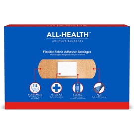 All Health Flexible Fabric Adhesive Bandages, Assorted Sizes Variety Pack, 200 ct | Flexible Protection for First Aid and Wound Care