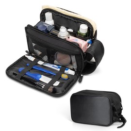 Kato Tirrinia Large Travel Toiletry Bag for Men, Portable Toiletry Bag, Cosmetic Bag for Women, Organiser Bag for Hanging Travel, Airplane, Camping, Sports with Wet and Dry Compartment, black