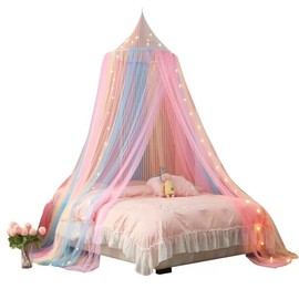 ZIQINPSQ Bed Canopy for Girls,Rainbow Canopy For Bed,Princess Mosquito Net Play Tent For Kids,Hanging Bed Net Cover For Girls Room Decor (Rainbow)
