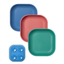 BABELIO Suction Plates for Baby, 100% Food Grade Silicone Toddler Plates, BPA Free, Dishwasher & Microwave Safe Plates with 4 Suction Cups, Stackable, 3 Pack