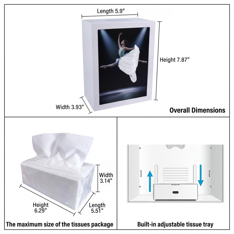 Ballerina Flying Skirt Tissue Box with Touch Sensor Night Light