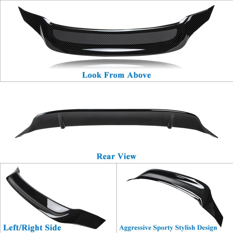 Rolling Gears Carbon Fiber Look Trunk Spoiler Wing Compatible with