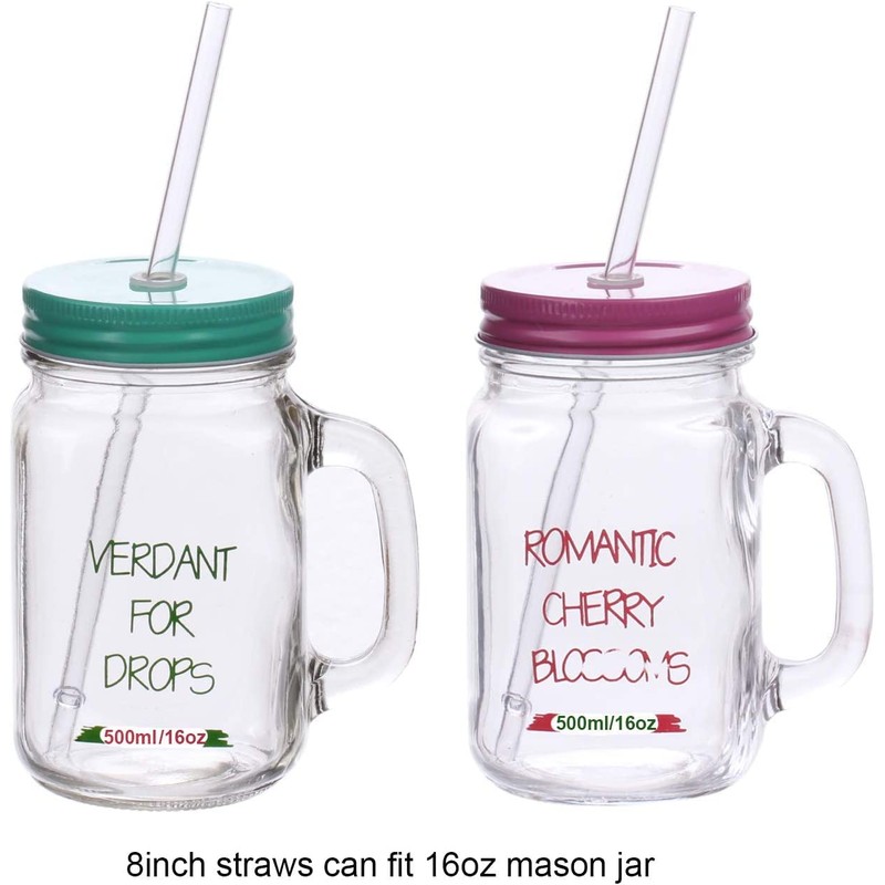 DAKOUFISH 8 Inch Reusable Plastic Replacement Drinking Straws for 12