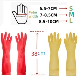 Qilerongrong Cleaning Gloves,Waterproof and Oil-resistance Rubber Glove for kitchen Cleaning,Clothes Washing,Household Cleaning, Dishwashing,Car Wash,Indoor and Outdoor Cleaning (38cm Yellow, L)