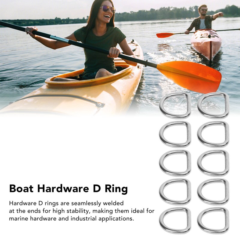 10 PCS 316 Stainless Steel D Ring Seamless Welded Hardware