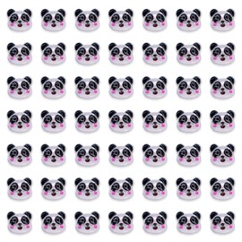 Fainie BD4044 Nail Parts Panda Animal Mini 0.3 inch (7 mm) 50 Pieces White Animal Face Mixed Color Bear Small Clear 3D Resin Resin Deco Parts