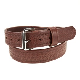 1 1/2" Heavy Duty Leather Basketweave Embossed Belt (Brown, 42" (Fits Size 38-39 Pants))