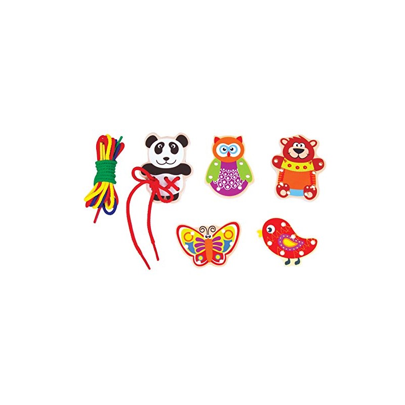 Set of 5 Wooden Threading Toys Toy Threading Friends