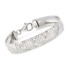 Ross-Simons Italian Sterling Silver Diamond-Cut Omega Bracelet. 8 inches