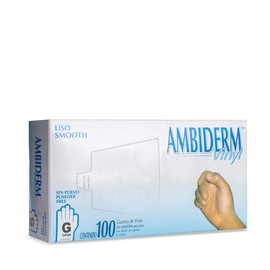 AMBIDERM | Guante de Vinyl Libre de Polvo Caja con 100 Piezas (Grande)