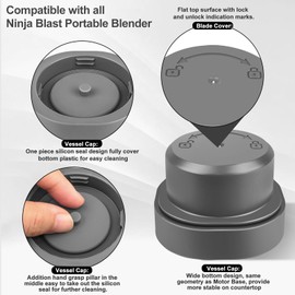 foboko Blade Cover and Vessel Cap for Ninja Blast Portable Blender, Accessories, Replacement Parts, Leakproof, Dishwasher Safe, Food Grade. Grey