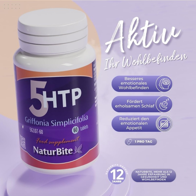 Griffonia Simplicifolia (5-Htp) Naturbite, 250 Tablets Promotes Relaxation and Reduces
