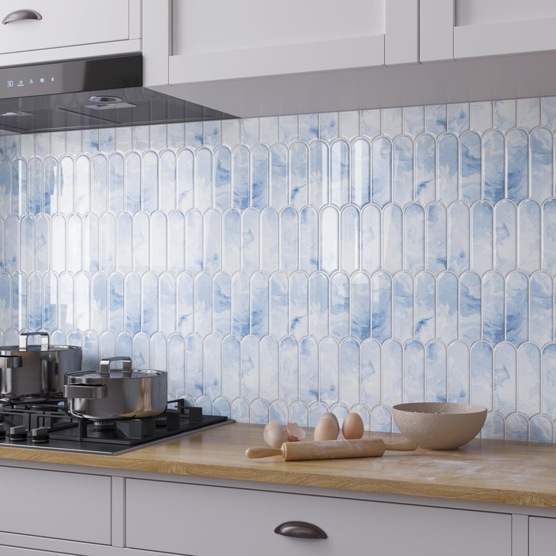 VaryPaper 10 Sheets Long Fish Scale Peel and Stick Backsplash