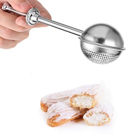 Powdered Sugar Shaker Baking Powder Dispenser One-Handed Operation Flour Duster Spring-Operated Sifter Stainless Steel Pastry Making Gadget for Breading Baker Spices Cooking