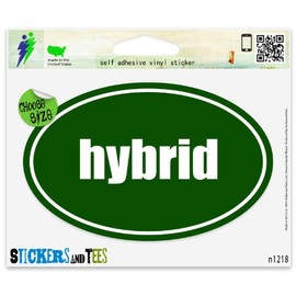 Hybrid Green Oval Car Sticker Indoor Outdoor 5" x 3"