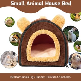 Pantula Guinea Pig Bed Cuddly Cave - Cosy Large Hamster Small Animal Bed Hideaway with Removable Mat for Hamsters Rabbits Hedgehog Chinchilla Bearded Dragons and Ferrets (Coffee)