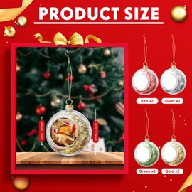 8 Pieces Christmas Photo Ball Ornament Blanks DIY Christmas Hanging Decorations 4 Color Sublimation Christmas Ornament Clear Xmas Tree Ornaments for Xmas Holiday Wedding Party Decoration