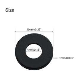 NACX M4 x 10mm x 1mm Black Nylon Flat Washers, Faucet Plastic Gasket, 800Pcs