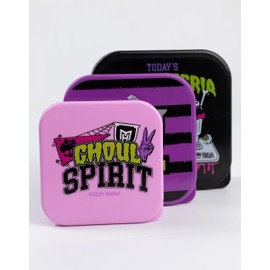 Monster High Stackable Snack Pots Set in Pink, Black & Purple | 3 Piece Creepateria Special Storage Containers | Ghoul Spirit & Today's Creepataria Specials Merch