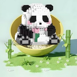 NIFILMTH Mini Panda Building Block, 482 PCS Micro Cute Panda Sets Bear Brick Animals Creative Toy Gift for Daughter Boys Women Adults (Give You a Pink Flower)