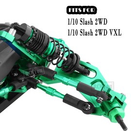 RCMYou Upgrades Part for 1/10 Slash 2WD/Slash 2WD VXL,Alloy Suspension Arm,Caster Block,Steering Blocks,Rear Stub Axle Carriers,Steering Bellcranks,Shock Tower,Turnbuckles Camber Links,Green