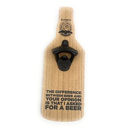 BLKSMITH Wooden Wall Mounted Bottle Opener for Beer Lovers -Cast Iron -Funny Wooden Bottle Opener Makes a Unique Christmas Man Cave Gift. Great for Beer Lovers