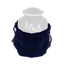 Adult Size Cremation Urn Bag - Blue Velvet – Elegant Funeral Urn Storage Pouch – Soft & Secure Memorial Presentation Cover with Drawsting Closure