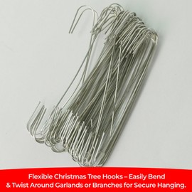 Trimming Shop 300PCS Silver Bauble Hooks for Christmas Tree Decorations - Christmas Tree Ornament Baubles Hangers Metal Hooks for Home Kitchen Party Decorations, Assorted Sizes