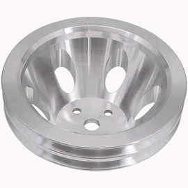 KIPA Aluminium Double groove Water Pump Pulley For SB SBC Small Block Chevy 265 283 305 327 350 383 400 with a short water pump Satin Aluminium Finish Durable 2-Groove #9479