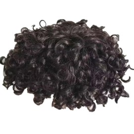 10mm Curly Swiss lace toupee for men implant patch Afro curl Hair pieces for men prosthesis kinky curly human hair replacement system 10x8" hair units for men 10mm Curly black