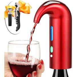 Wine Aerator Electric Wine Decanter – Easy One Touch Red & White Wine Accessories, Ideal for Beginners and Enthusiasts, Spout Pourer, Wine Preserver – Best Day Gifts for Dad (Lucky red)