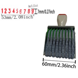 WANLIAN 9 Digit Number Stamp,Changeable0-9 Numbers & Symbol Rubber Numbering Stamp,Multi-Function Ink Stamps,Business Stamps Imprint Size 53 x 7 mm,Multicolor