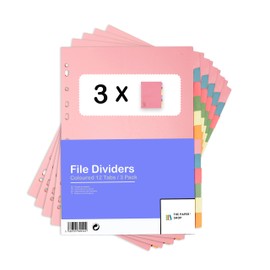 [Set of 3] Folder Index A4 Coloured 12-Piece Dividers for A4 Folder | Folder Index for A4 Folder