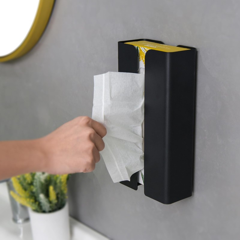 Wowfill Magnetic Tissue Case, Paper Holder, Black Separation, Adjustable Width,