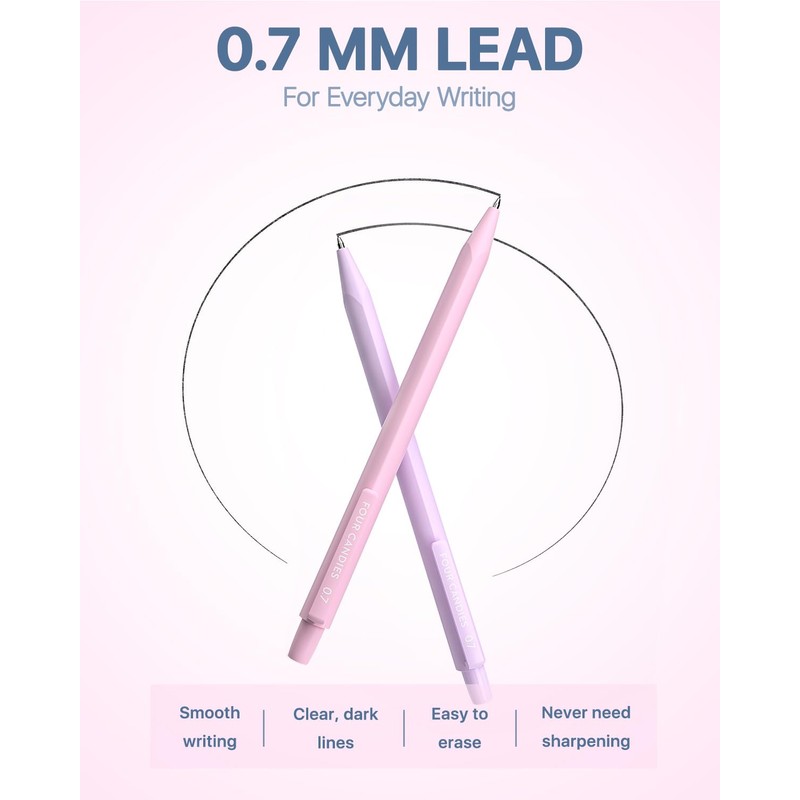 Four Candies Mechanical Pencils 0.7mm, with HB & 2B Lead