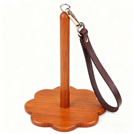Premium Wooden Wrist Yarn Holder, Brown, Handcrafted Knitting and Crochet Tool, Adjustable Bracelet Design