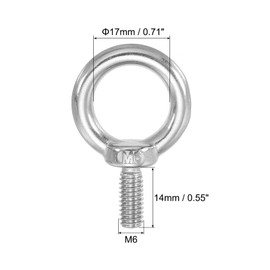 PATIKIL M6 x 14mm Lifting Shoulder Eye Bolts Set of 5 304 Stainless Steel Threaded Eye Bolts with Lifting Rings with Nuts and Washers Ideal for Hammocks and Articles Hanging