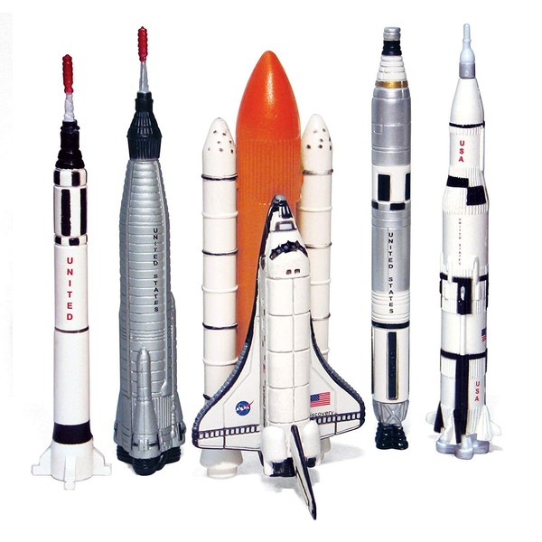 Echo Toys Spaceship Rocket Set - 5 Piece Space Program NASA Collector's Set - Mercury, Gemini, Apollo, Saturn Rockets And Space Shuttles
