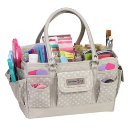 Everything Mary Borsa Organizer per Artigianato, a Pois, per Cucito e Scrapbooking, con Manico, per Forniture e Strumenti, Poliestere, Tan DOT