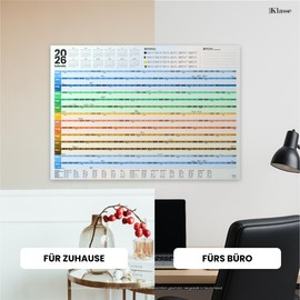 XXL Wandkalender 2026 A1 gefaltet auf A4 E&G Klasse Erwachsene Bunt Spaltenfarben Kalender KW Mondphase Ferienübersicht mit oder ohne Sticker Planer Haushalt Kalender 2026 (Bunt, mit Sticker)