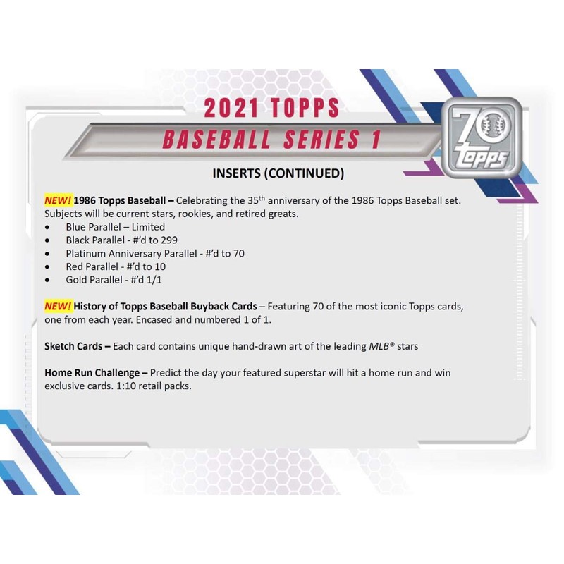 Topps 2021 Series 1 Baseball Hanger Pack