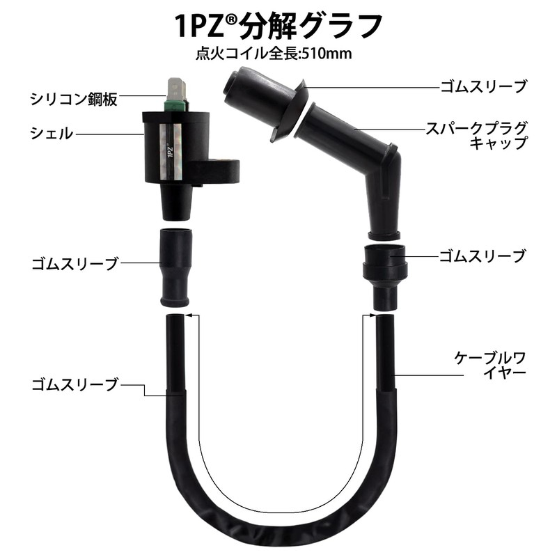 1PZ JGB-C01 Reinforced Ignition Coil Plug Cord Universal Durable Honda