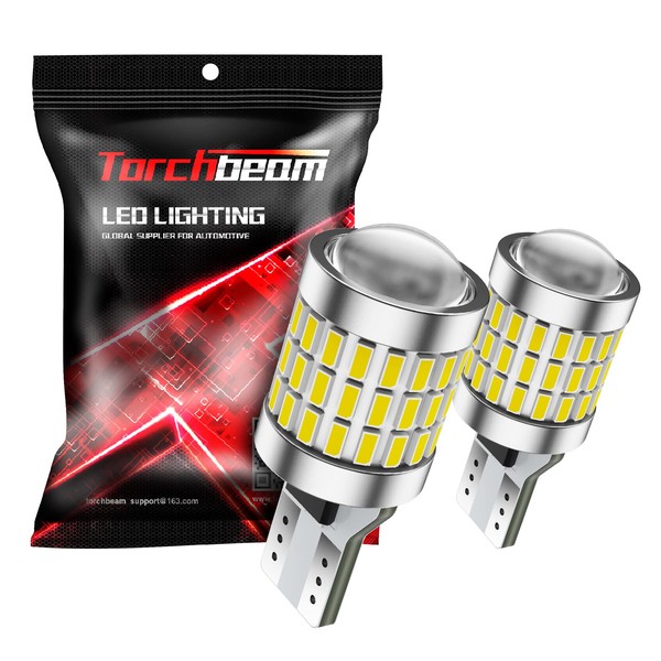 Torchbeam 912 921 LED Bulbs for Reverse Lights, T15 906 904 W16W Backup 2600 Lumens 6000K Xenon White Super Bright Light for Car Truck Cargo Brake/Tail/Daytime Running, Pack of 2